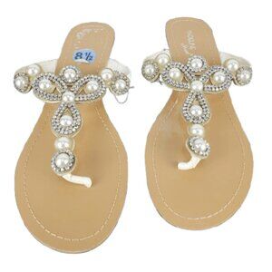 Madeline Shoes women's pear and rhinestone off white sandals size 8.5M
